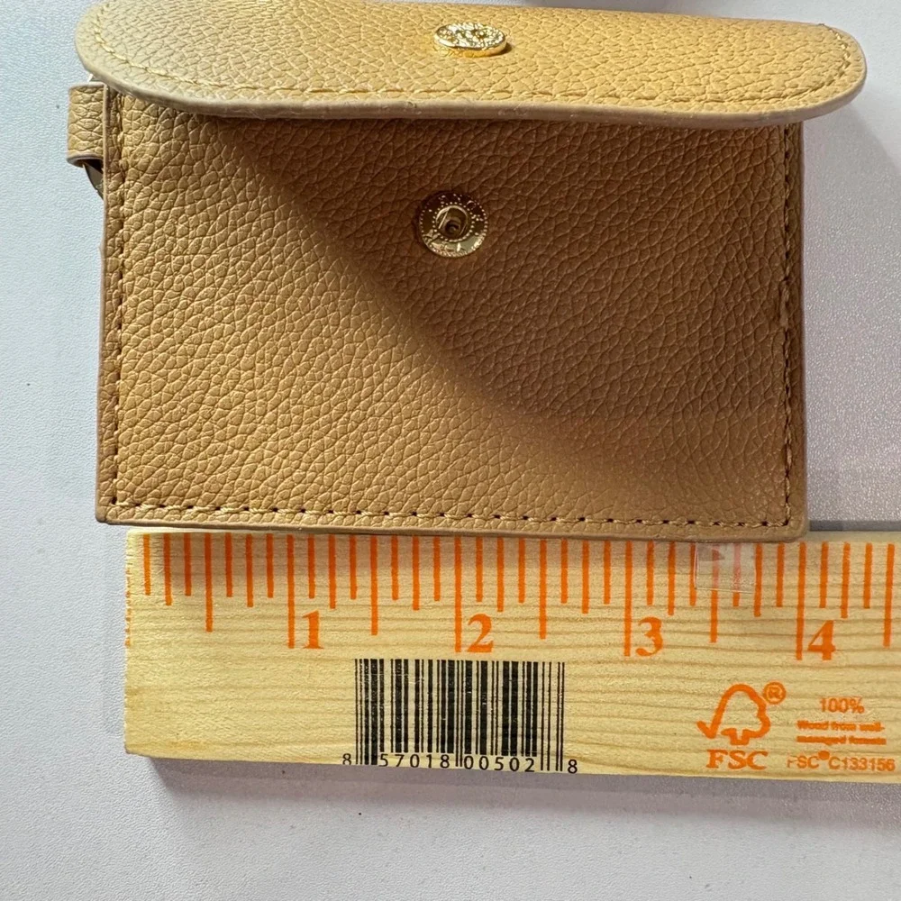Anne Klein Tan Pebbled Faux Leather Glasses Case and Key Ring Pouch Set